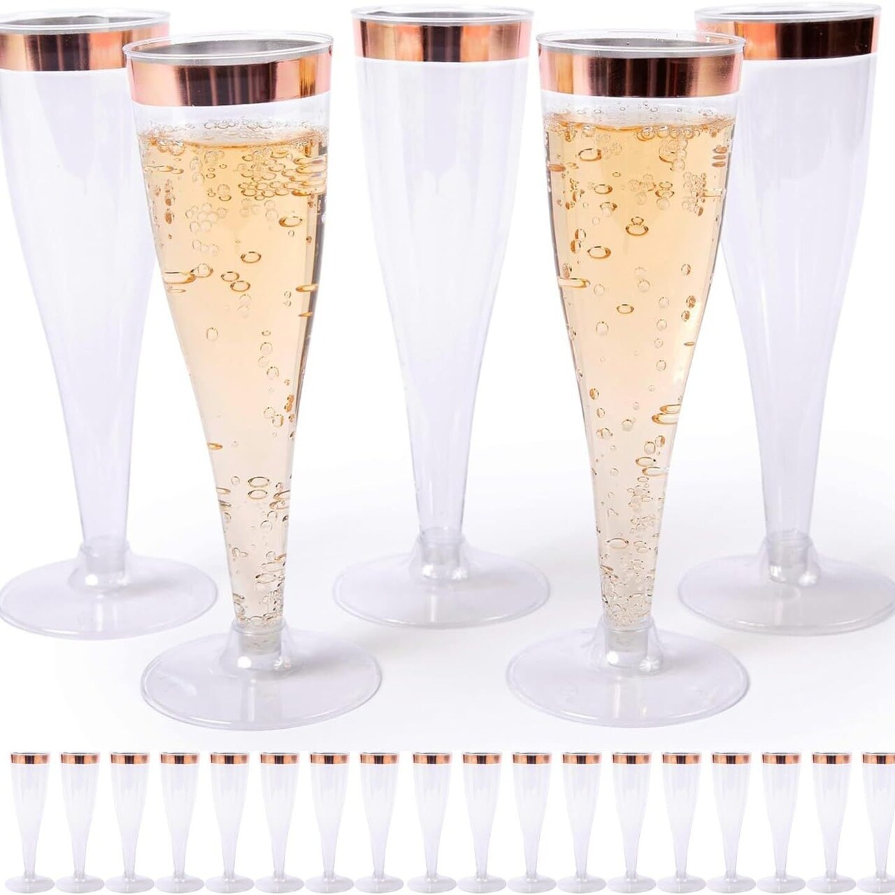 Edge Collections -4.5 oz-Gold-Elegant Disposable Champagne Flutes for Celebrations-24 set